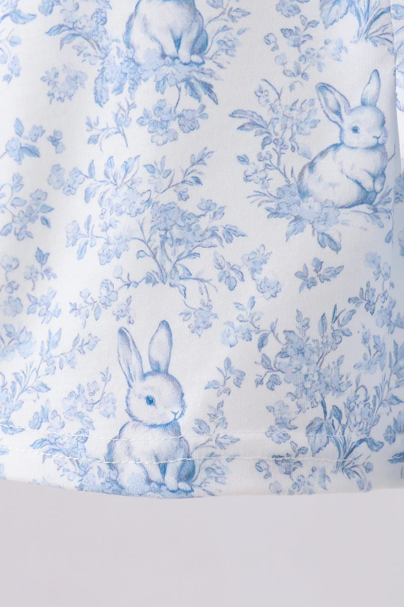 Navy bunny embroidery peter pan collar bloomer set - Image 4