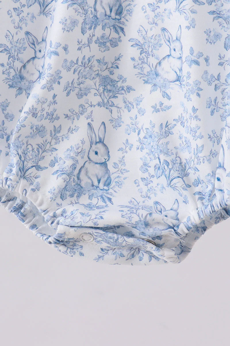 Navy bunny embroidery peter pan collar bubble - Image 5