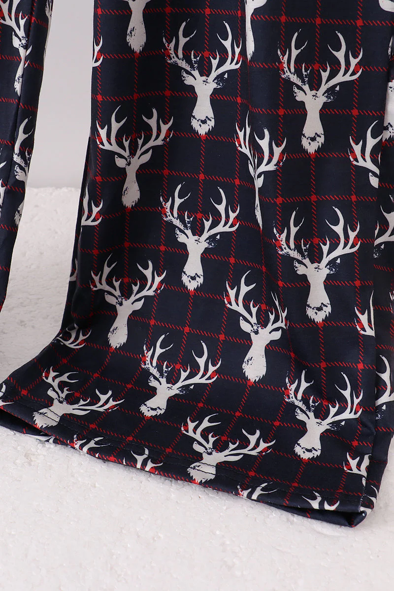 Navy deer print mom pajamas pants - Image 3