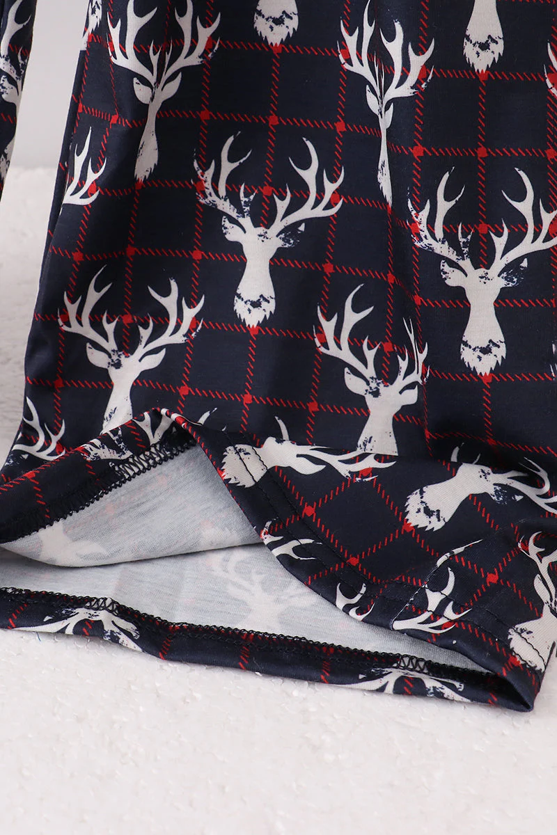 Navy deer print mom pajamas pants - Image 4