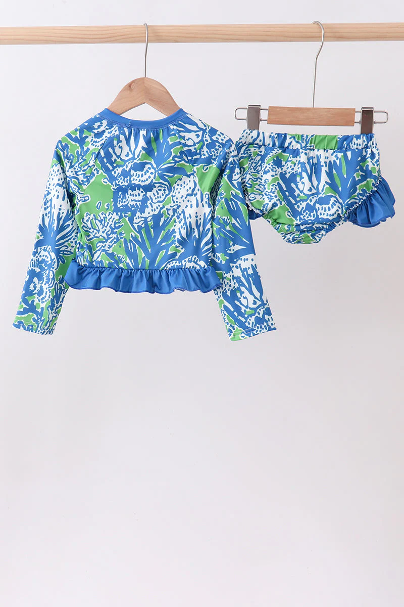 Ocean garden splash ruffle rashguard set - Image 4