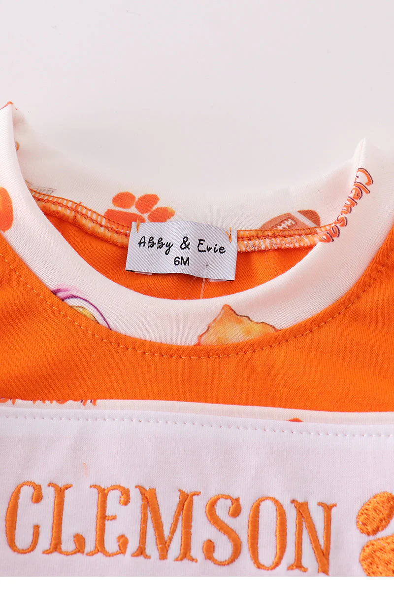Orange clemson embroidery boy bubble - Image 2