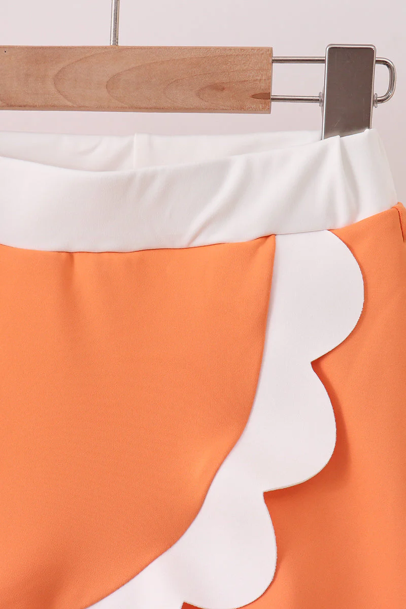 Orange Performance Scalloped Skorts Set - Image 4
