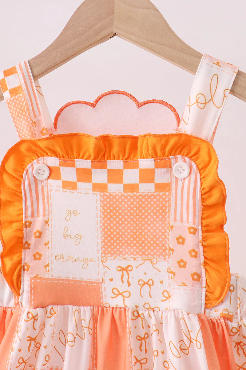 Orange Tennessee applique patchwork ruffle dress - Image 2