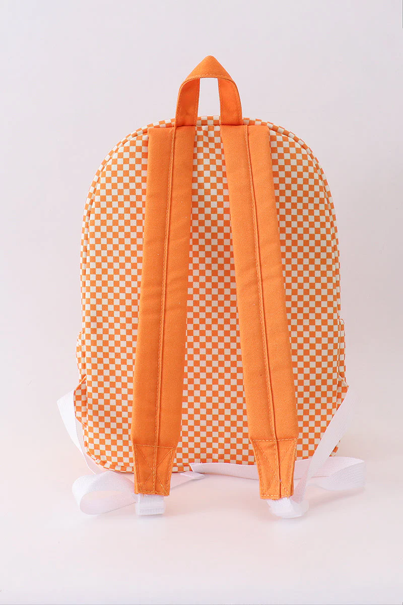 Orange Tennessee embroidery checkered backpack - Image 4