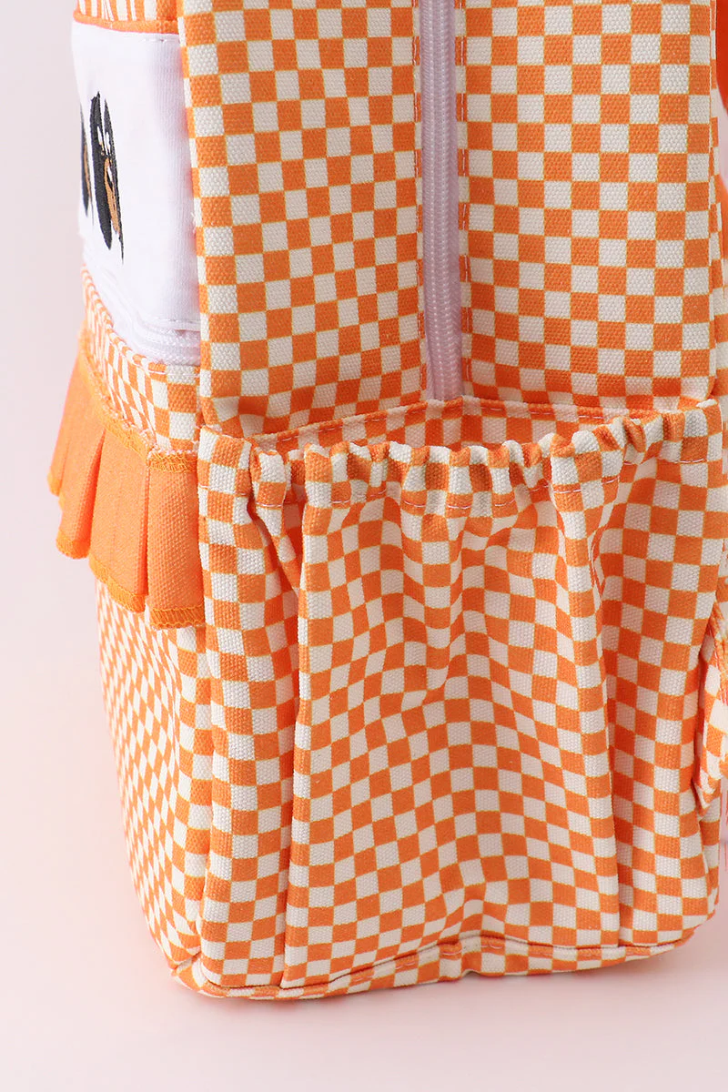 Orange Tennessee embroidery checkered ruffle backpack - Image 5