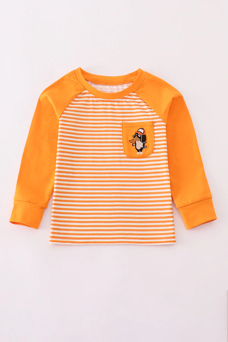 Orange Tennessee go vols applique stripe top