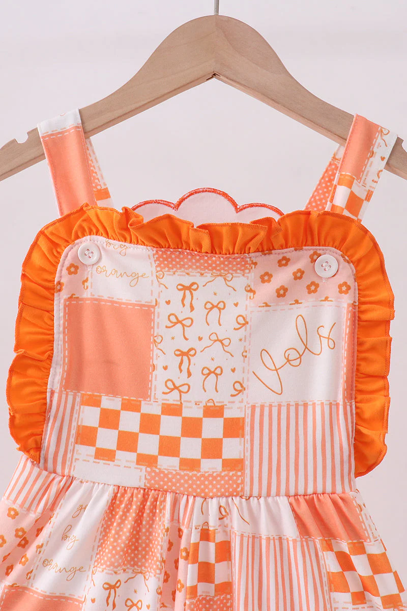 Orange Tennessee patchwork ruffle jumpsuit - Image 2