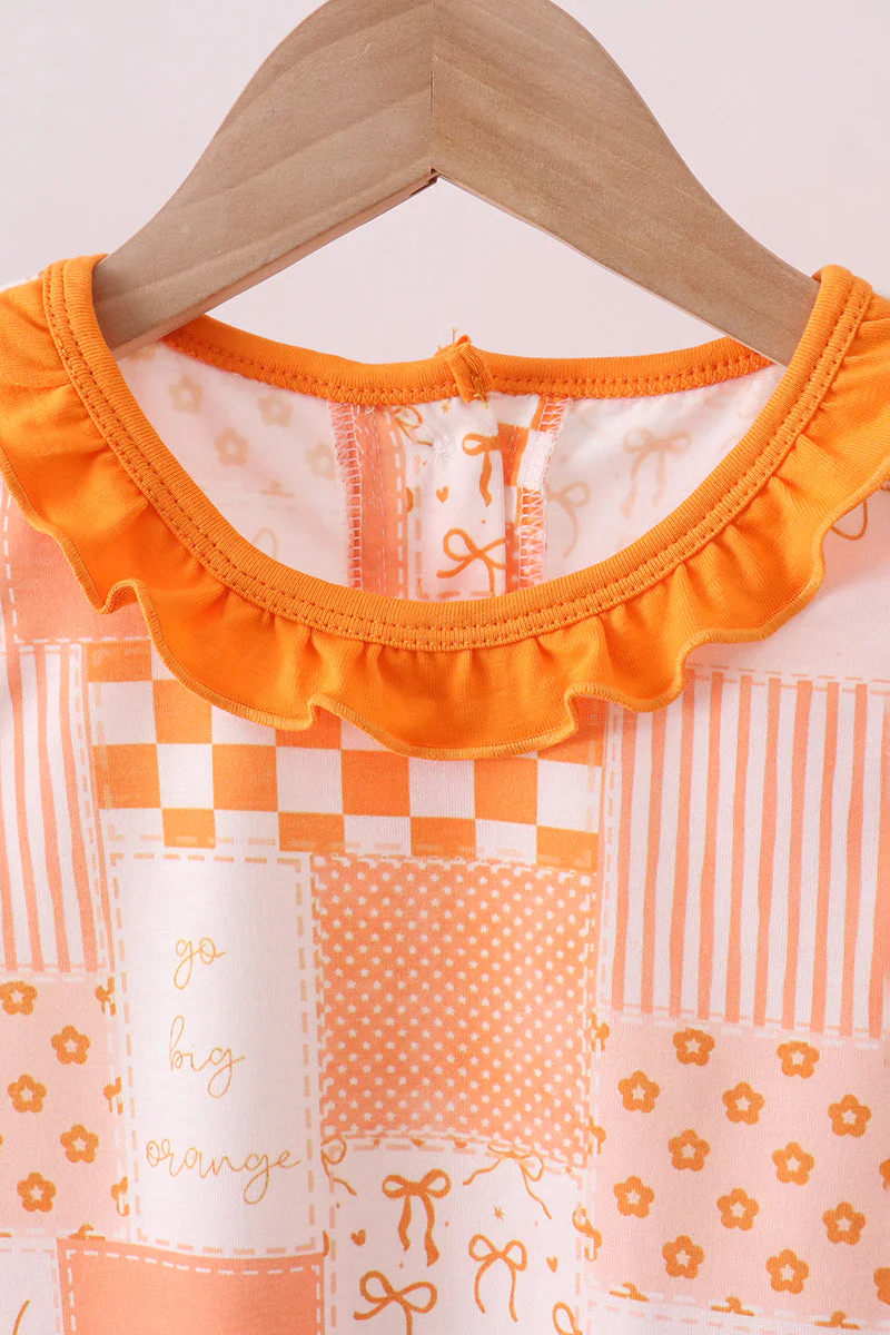Orange Tennessee patchwork ruffle shorts set - Image 2