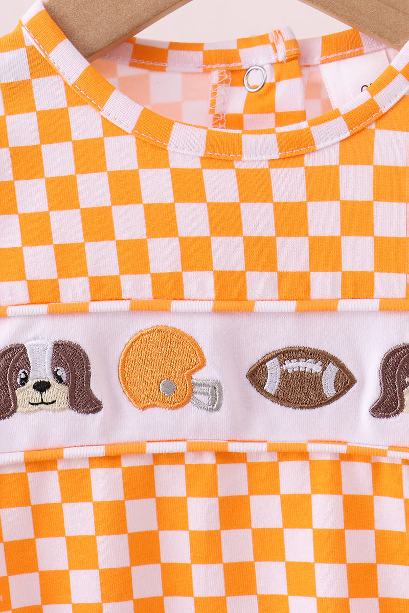 Orange Tennessee puppy bow embroidery checkered bubble - Image 2