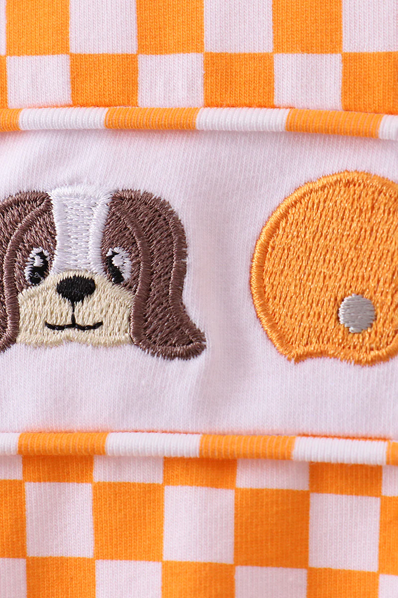 Orange Tennessee puppy bow embroidery checkered bubble - Image 3