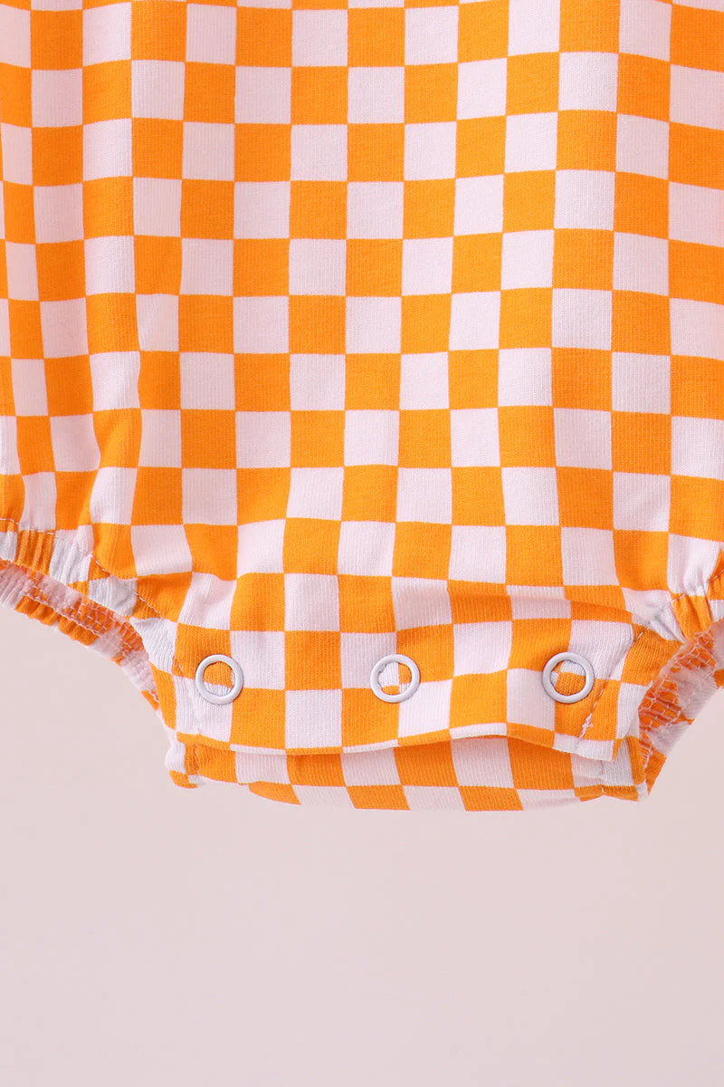 Orange Tennessee puppy bow embroidery checkered bubble - Image 4