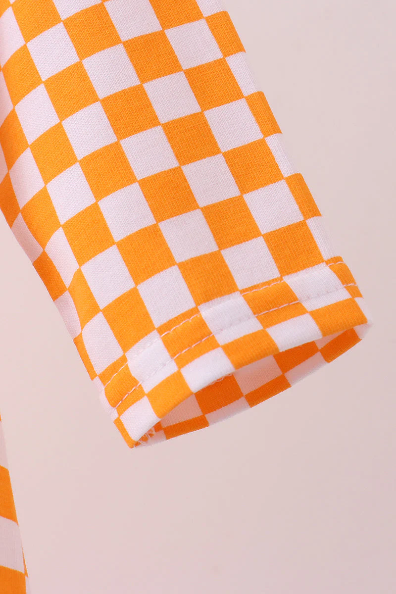 Orange Tennessee puppy bow embroidery checkered bubble - Image 5