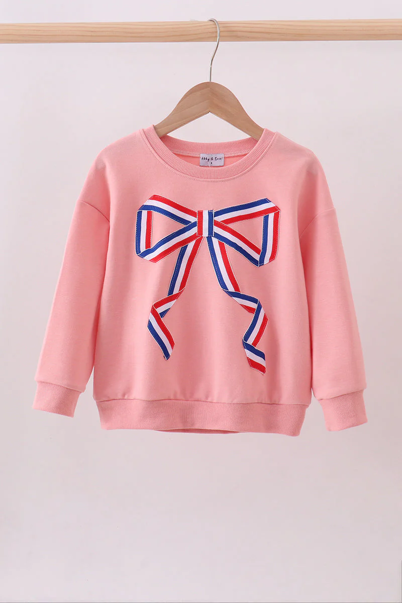 Peach hand-sewn bow mom&me sweatshirt - Image 5