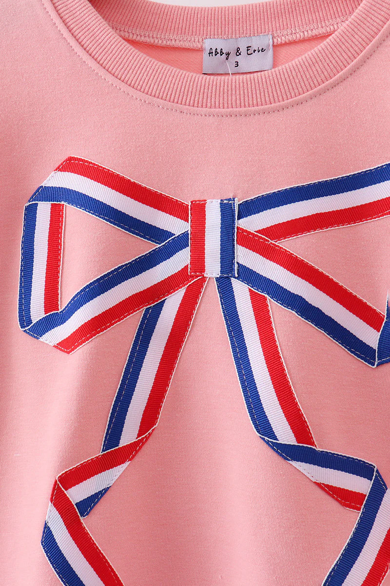 Peach hand-sewn bow mom&me sweatshirt - Image 6