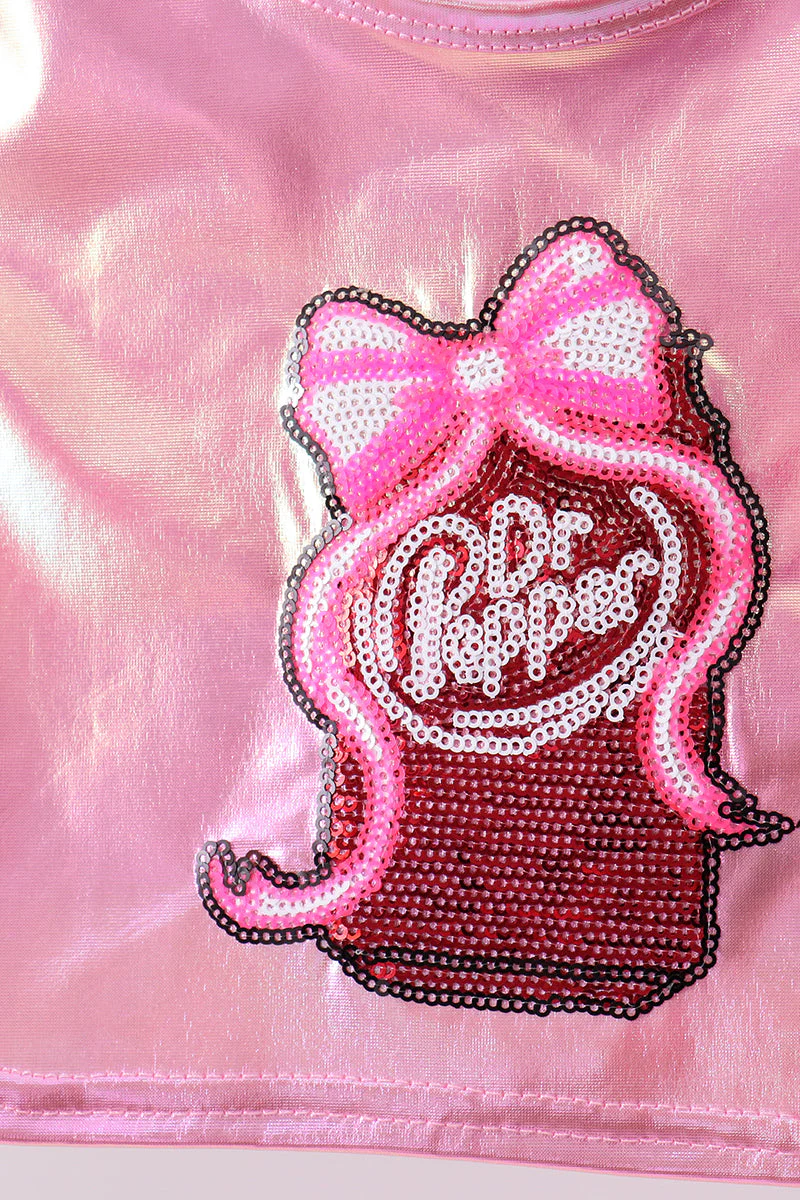 Pepper Pink sequin bow skort set - Image 2