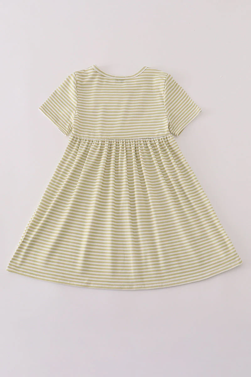 Pinecone embroidery stripe dress - Image 3