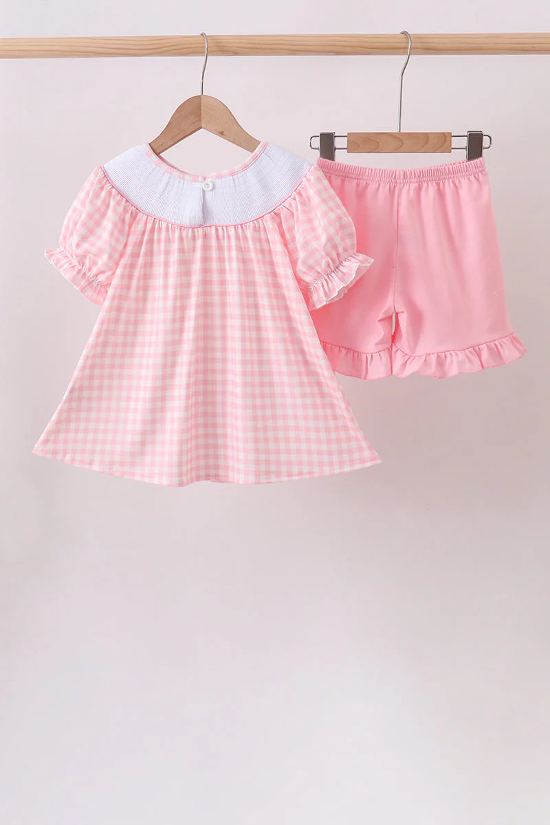 Pink Apple Bus Smocked Ruffle Set - Image 4