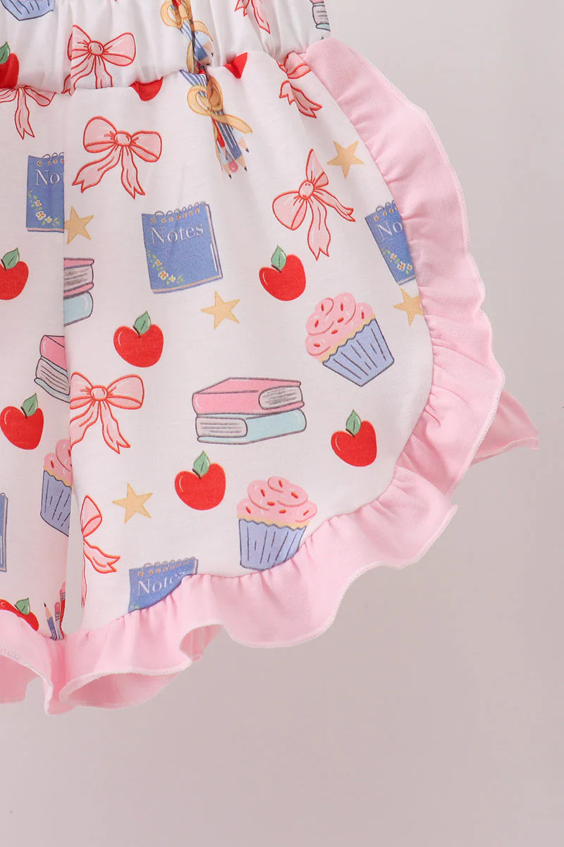 Pink Apple Embroidered Ruffle Set - Image 3