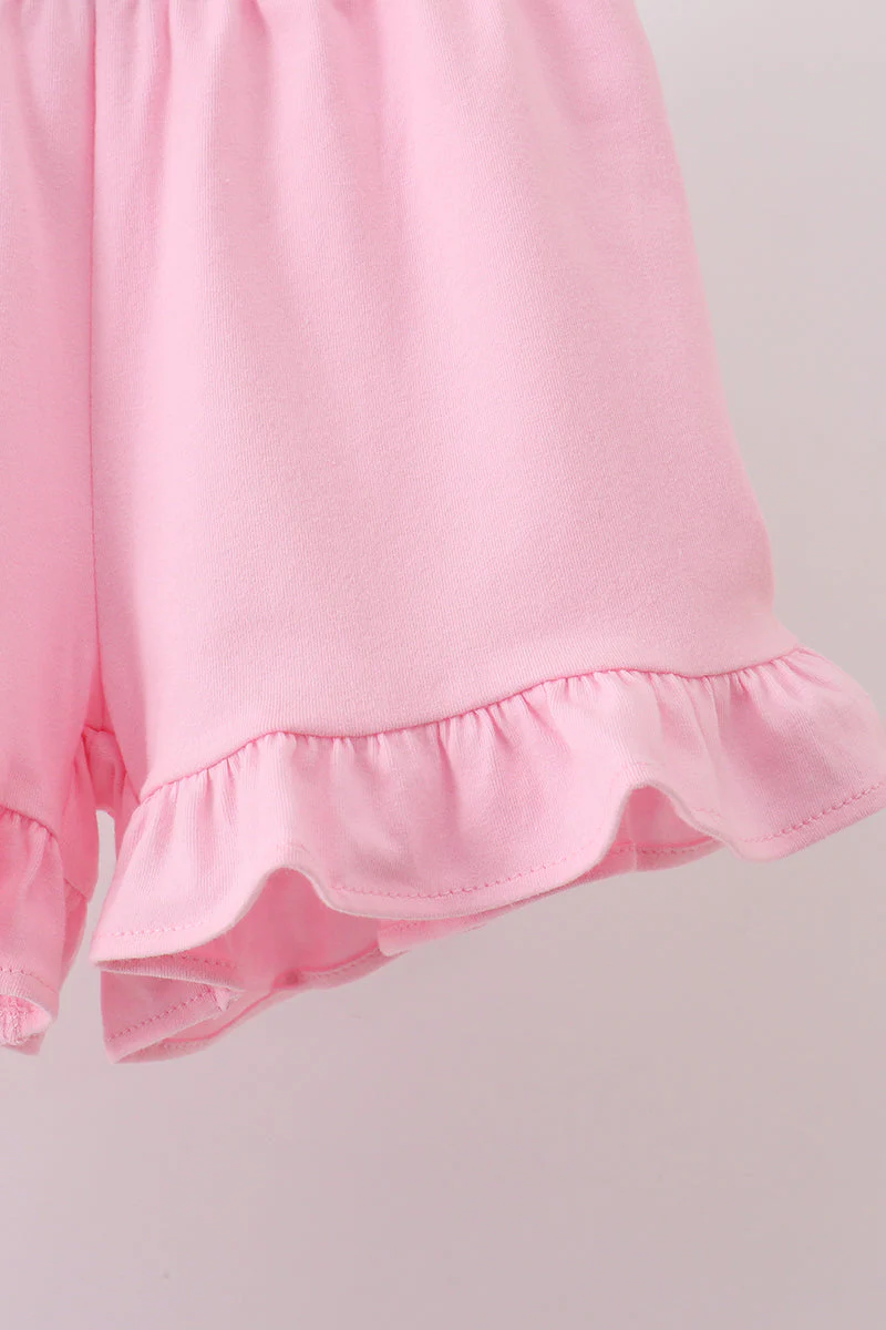Pink Apple Pencil Embroidery Short Set - Image 3