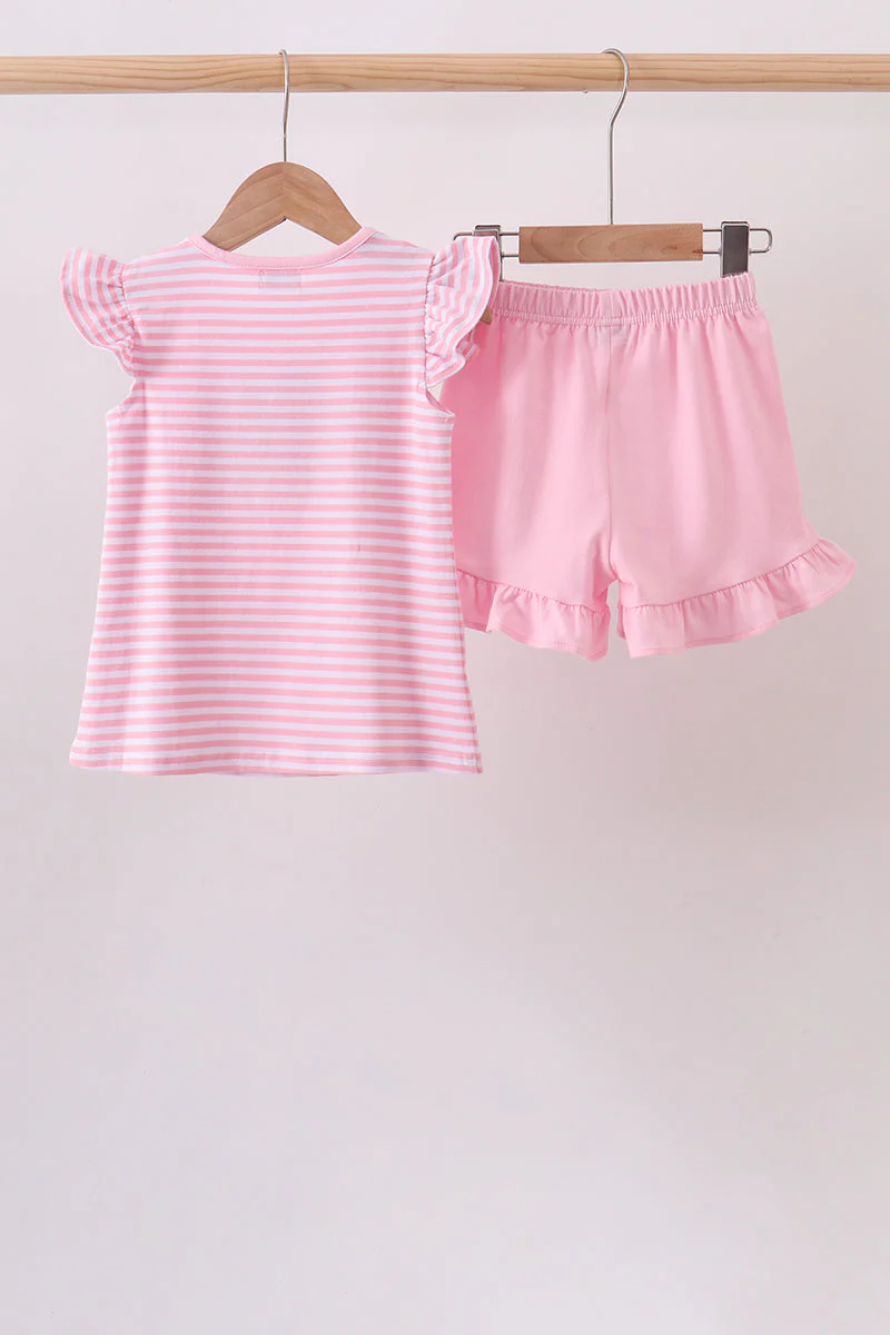 Pink Apple Pencil Embroidery Short Set - Image 5