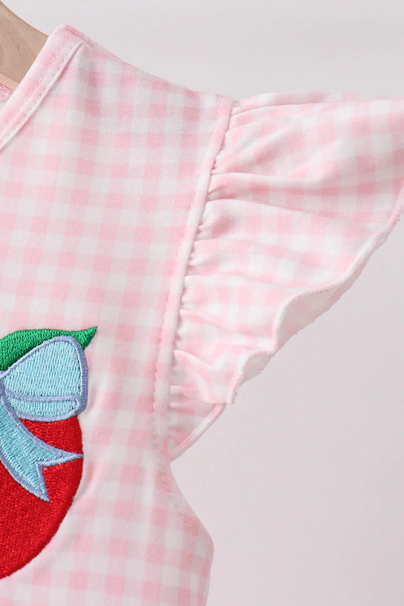 Pink Apple Plaid Embroidered Set - Image 4