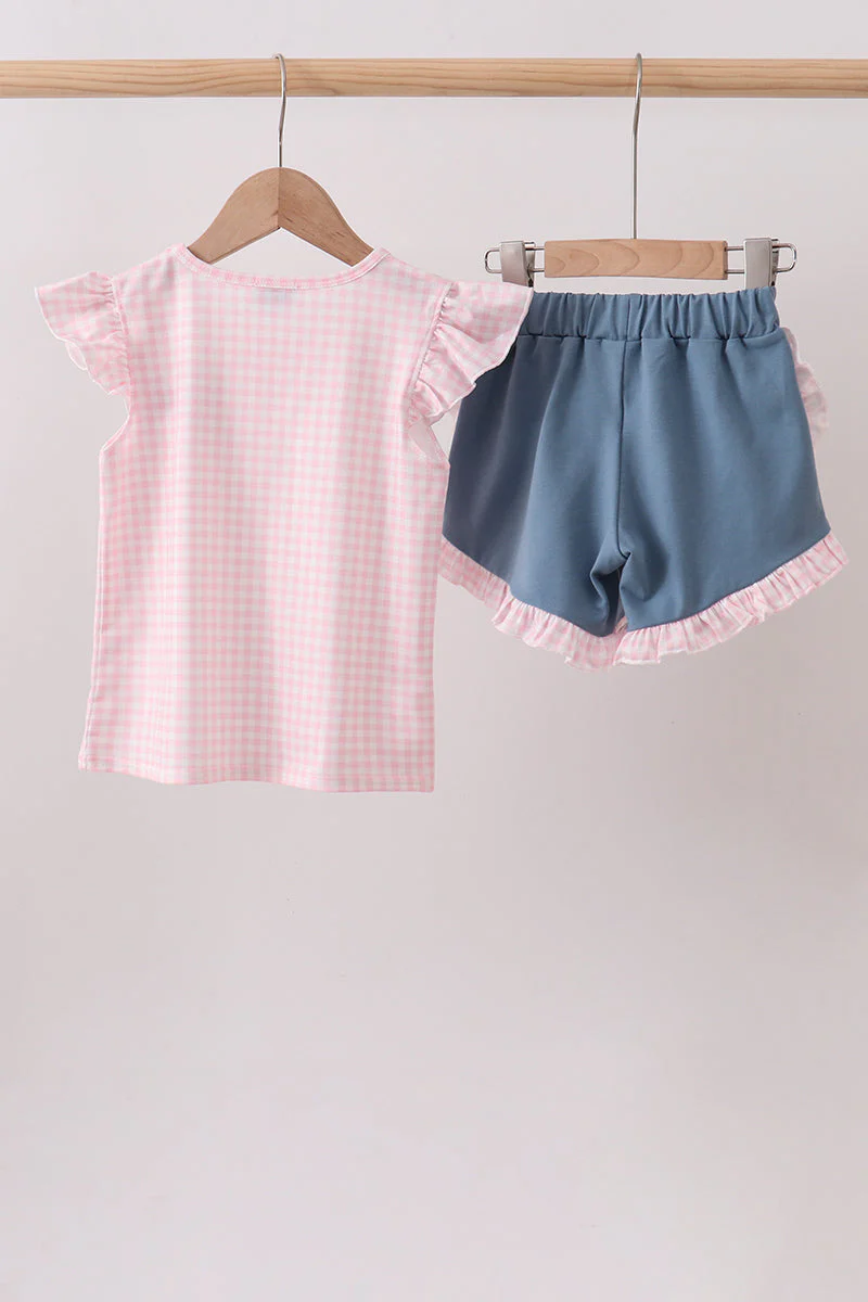 Pink Apple Plaid Embroidered Set - Image 5