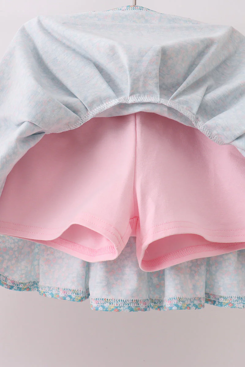 Pink Bear Floral Applique Skorts Set - Image 5