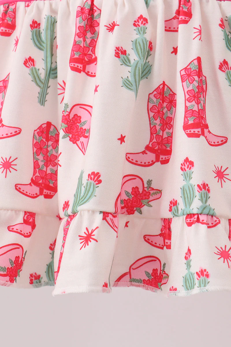 Pink Boots Smocked Bloomer Set - Image 2