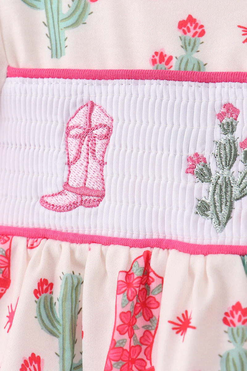 Pink Boots Smocked Bloomer Set - Image 5