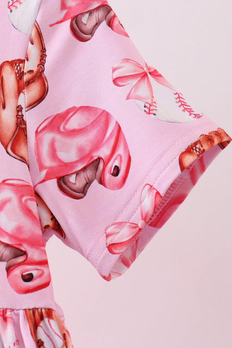 Pink bow baseball bamboo dress - Image 4