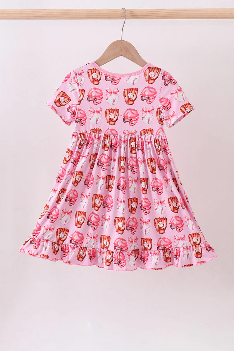 Pink bow baseball bamboo dress - Image 5