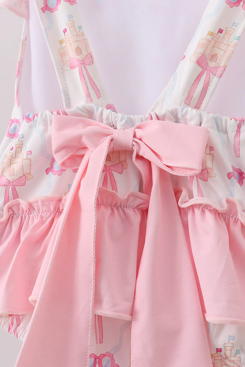 Pink bow castle ruffle one-piece swimsuit - Image 3