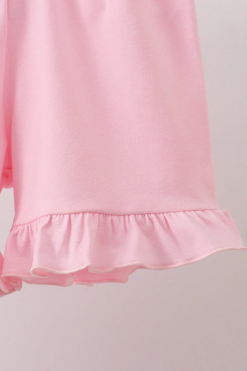 Pink bow castle ruffle shorts set - Image 3