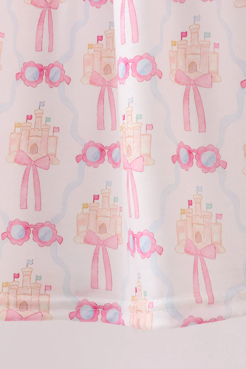 Pink bow castle ruffle shorts set - Image 4