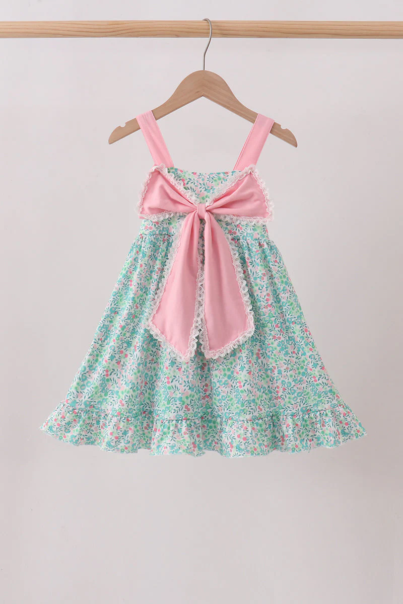 Pink Bow Floral Dress