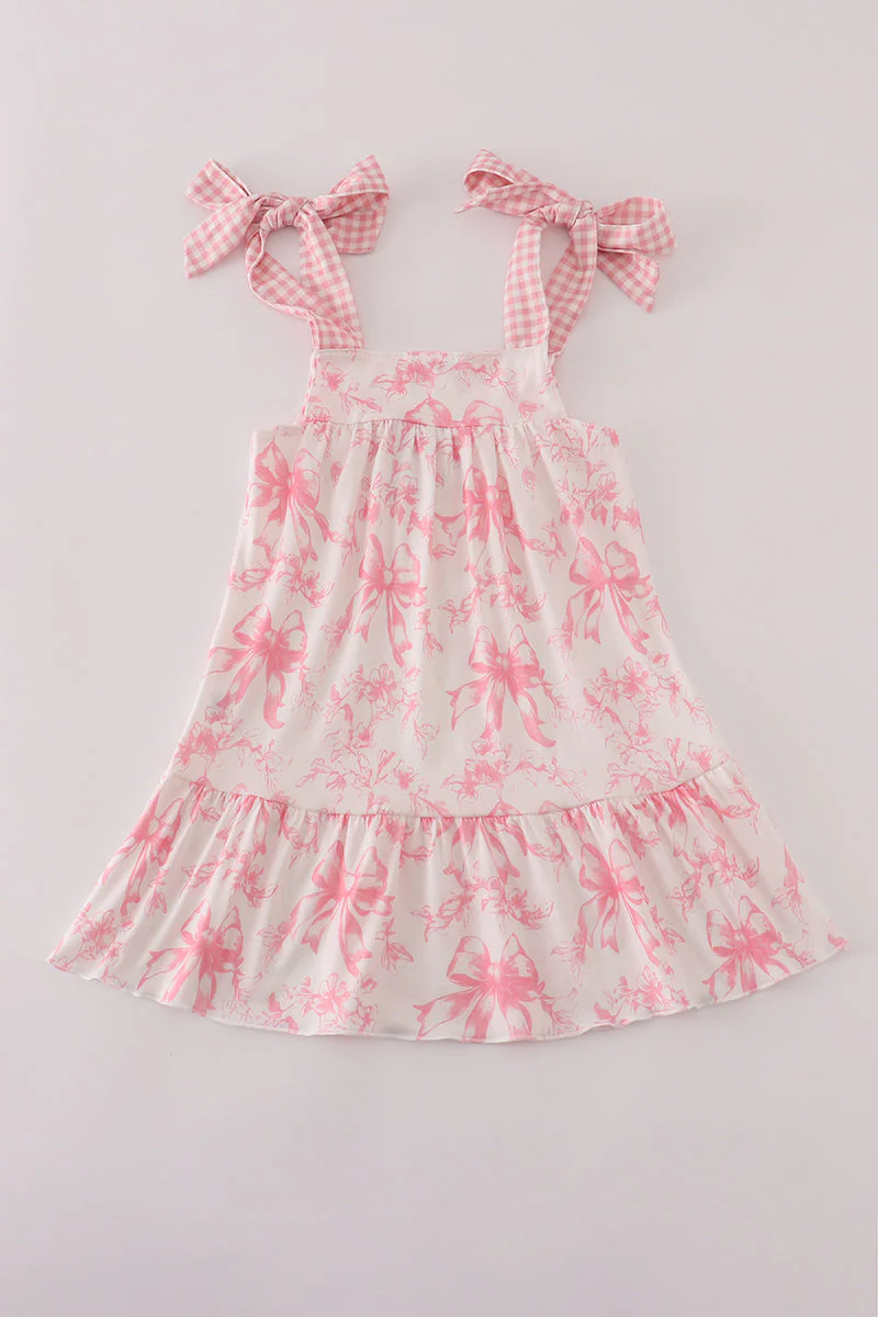 Pink bow print ruffle mom&me dress - Image 5