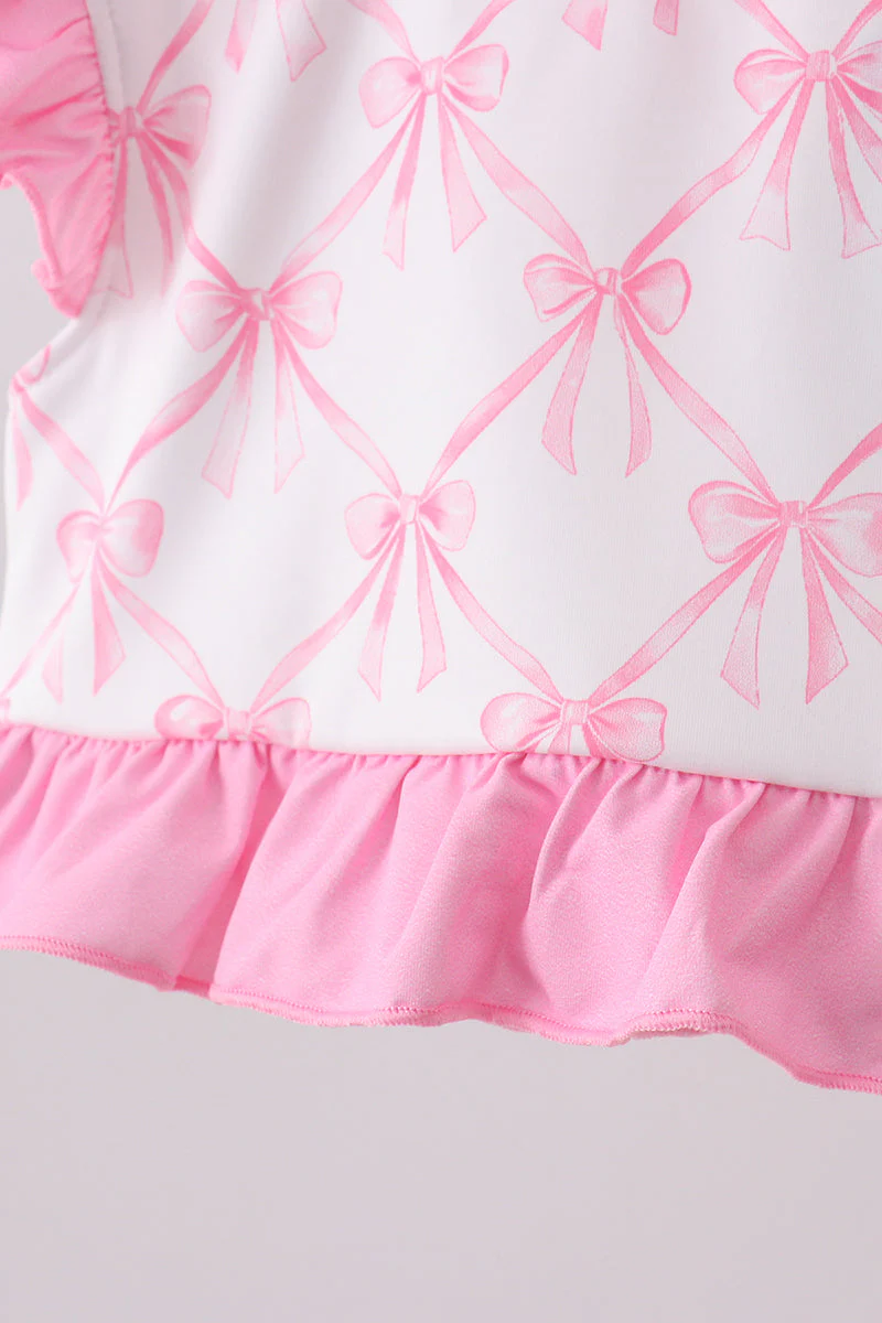 Pink bow ruffle 2pc swimsuit - Image 4