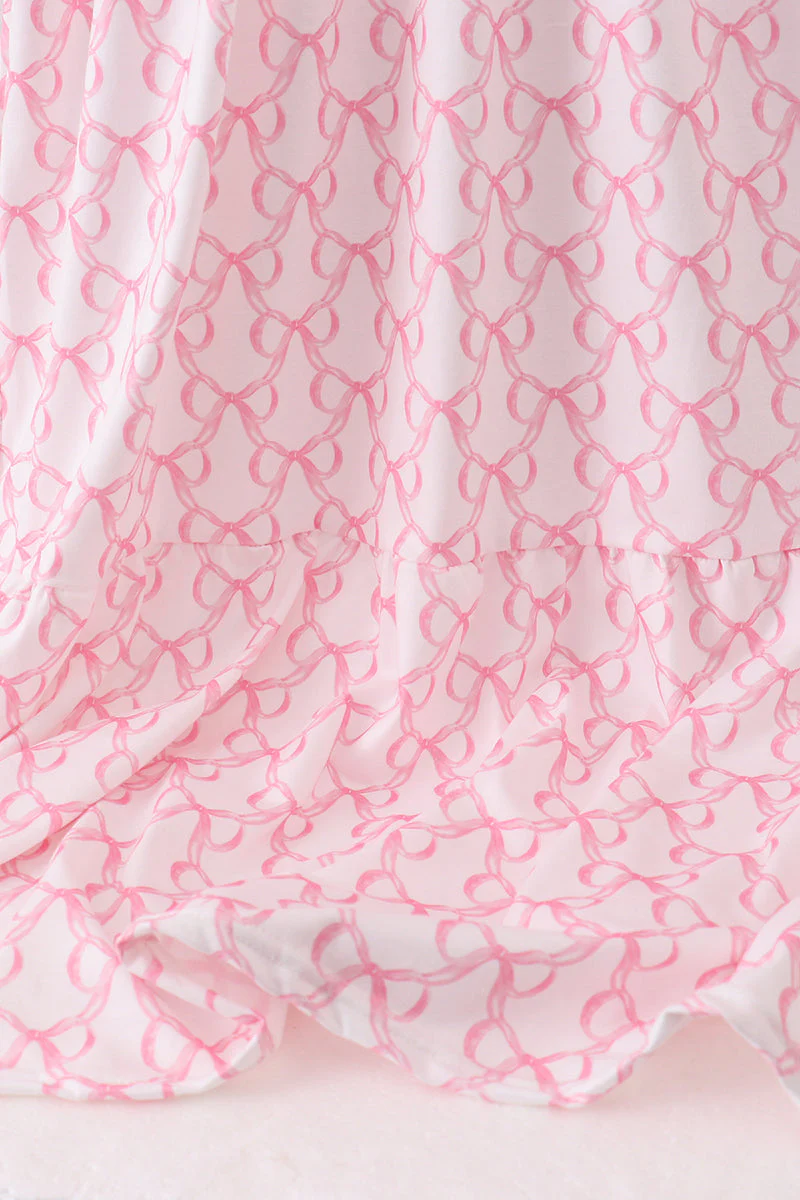 Pink bow ruffle tiered dress - Image 4