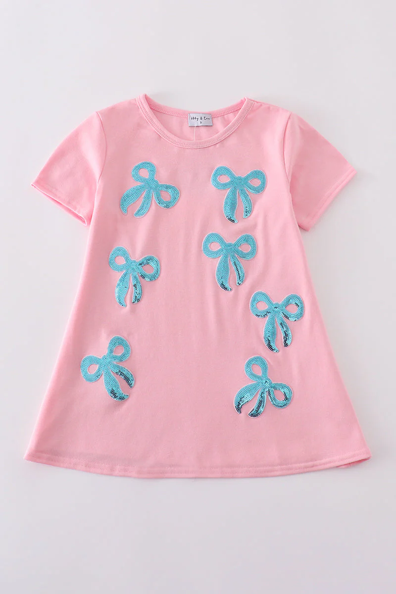 Pink bow sequin mom&me dress - Image 2