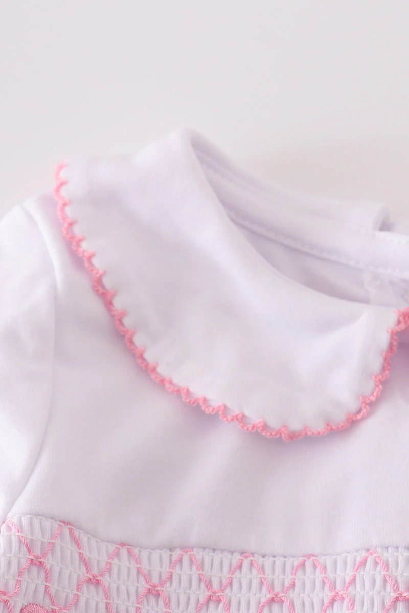 Pink bow smocked bloomer set - Image 2