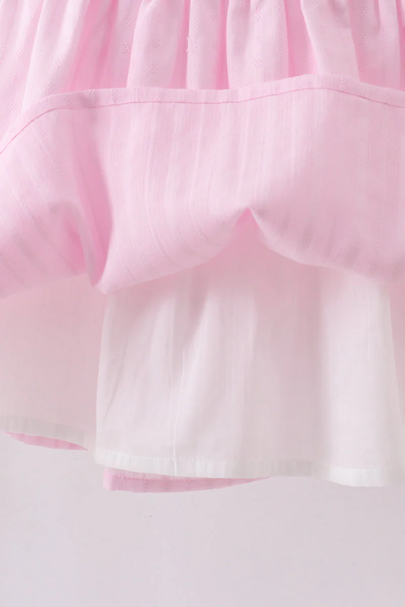Pink bow smocked ruffle dress - Image 5