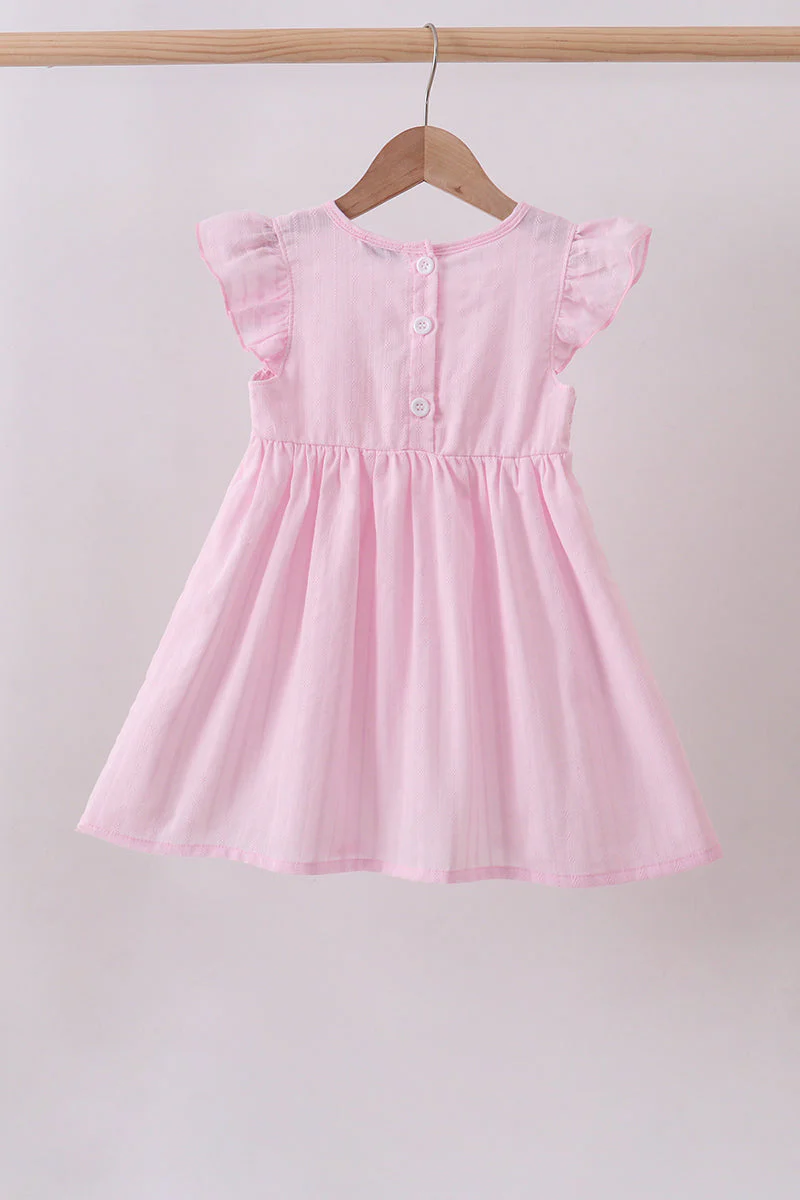 Pink bow smocked ruffle dress - Image 6