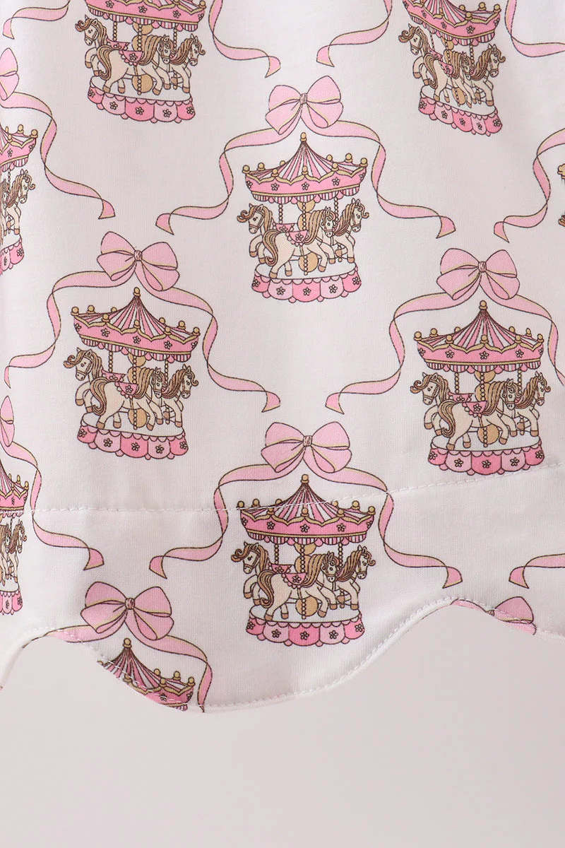 Pink carousel embroidery ruffle dress - Image 4