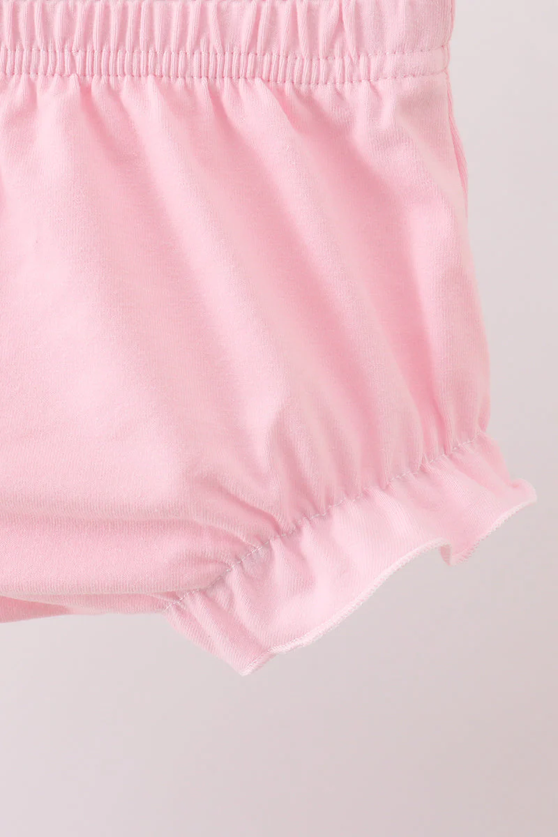 Pink carousel print ruffle bloomer set - Image 4
