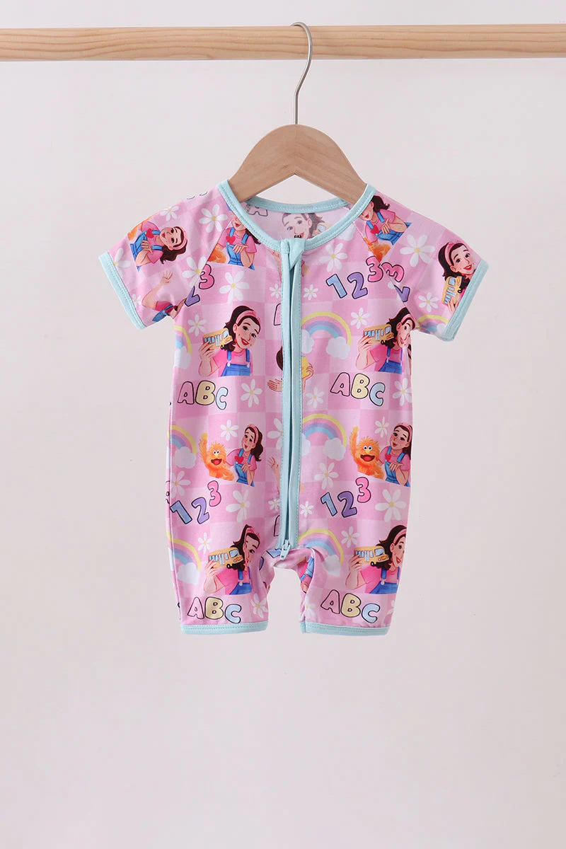 Pink Character Bamboo Romper