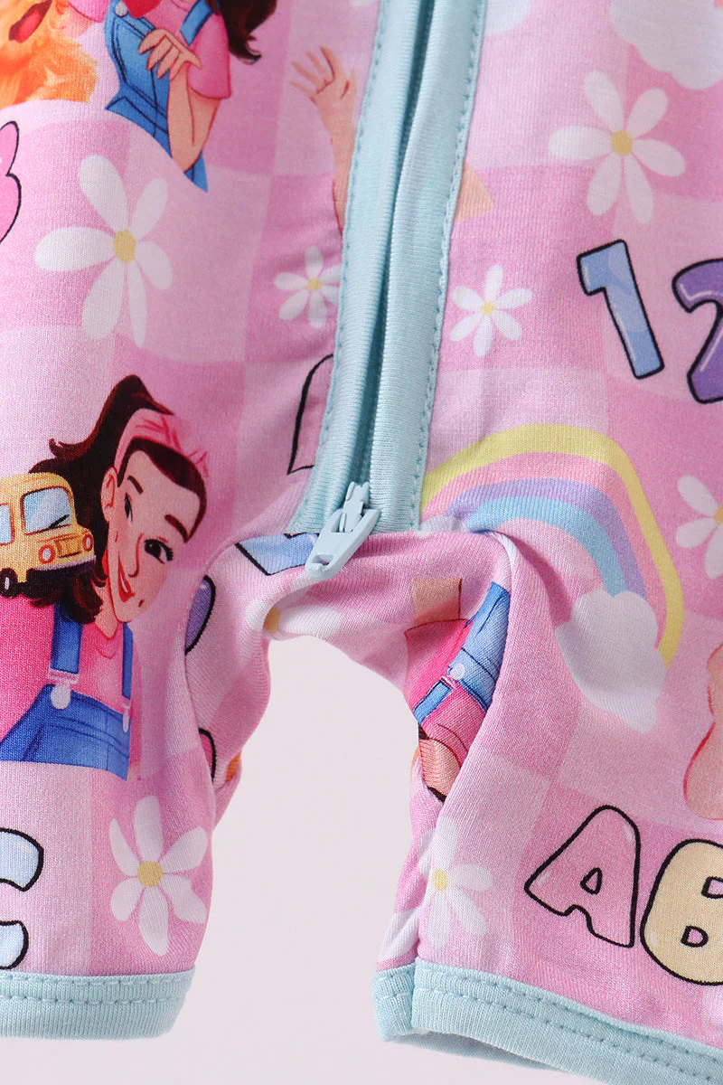Pink Character Bamboo Romper - Image 3