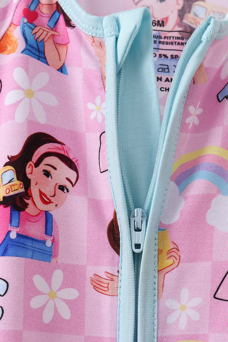 Pink Character Bamboo Romper - Image 4