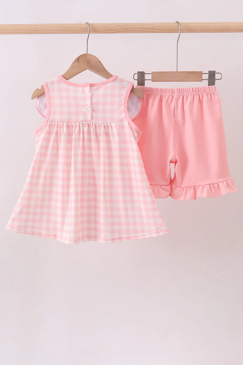 Pink character embroidery gingham bubble - Image 5