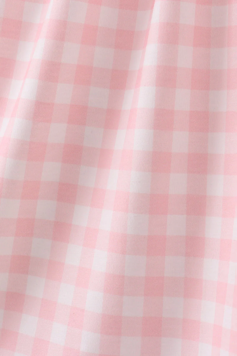 Pink character embroidery gingham dress - Image 3